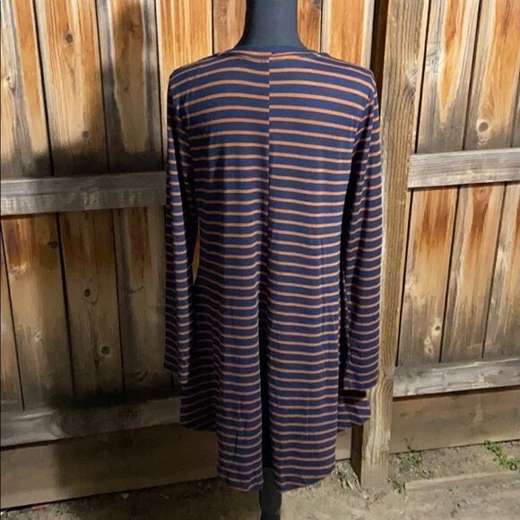 Umgee dress striped navy blue brown pockets Sz Small FIRM on PRICE NWT - Picture 2 of 3